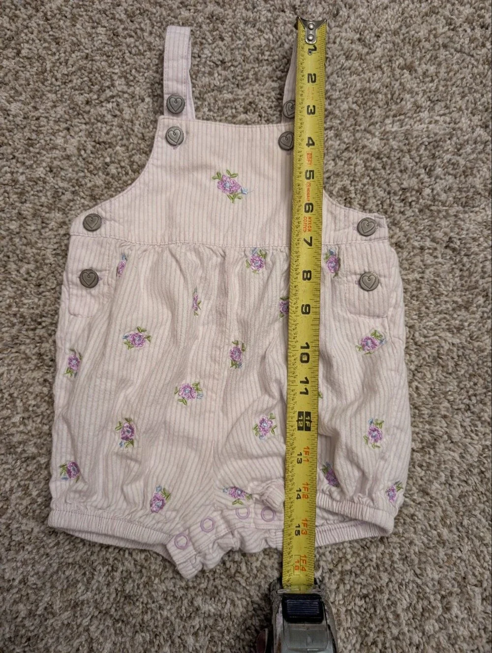 Pink Floral Stripe Cotton Romper Overalls for Babies Sz 9 Mo Bloomers